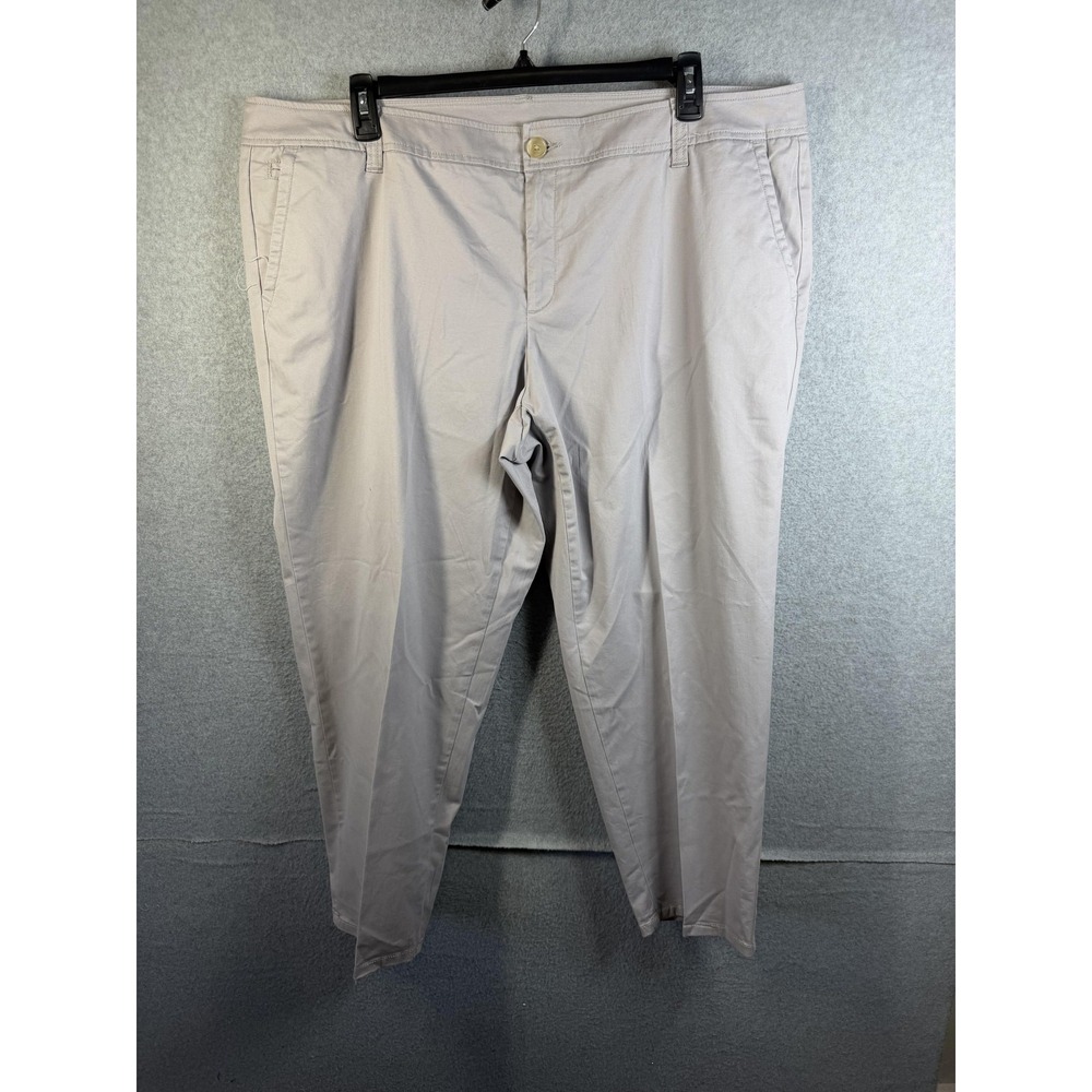 Liz Claiborne Pants Womens 20W Beige Stretch Twill Chino Relaxed Fit Casual